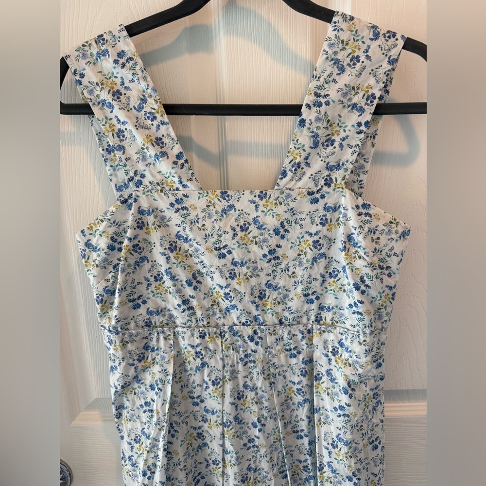 Mona Thalheimer Blue ditzy floral empire waist 100% cotton maxi dress size small - Picture 2 of 16